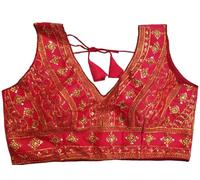 TreegoArt Fashion Blusa confeccionada sin Mangas de Seda Tussar para Mujer Top de diseñador para Sari y Lehenga Choli -(BL6-S)
