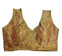 TreegoArt Fashion Blusa confeccionada sin Mangas de Seda Tussar para Mujer Top de diseñador para Sari y Lehenga Choli -(BL8-M)