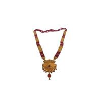 TreegoArt Fashion Uttarakhand - Collar de Mangalsutra con cuentas rojas con colgante dorado, cadena larga para mujer y novia, paquete de 1