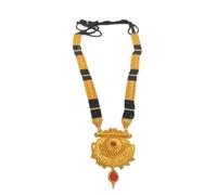 TreegoArt Fashion Uttarakhand - Collar tradicional de Mangalsutra con cuentas negras con colgante dorado, cadena larga para mujer y novia, paquete de 1