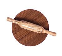 TreegoArt Juego de 2 chakla Belan Roti de madera con acabado natural tallado a mano para el hogar y la cocina