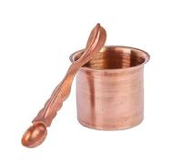 TreegoArt Panch Patra Pooja Lota y Cuchara Charnamrit de cobre - Taza de cobre puro hecha a mano para todos los propósitos Pooja