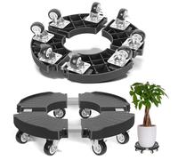 TreeGun Soporte para Plantas con 8 Ruedas Bloqueo, Plataforma con Ruedas Ajustables 38-58cm, Soporte para Macetas Capacidad de Carga 200kg, Base para Flores con Ruedas para Interiores y Exteriores