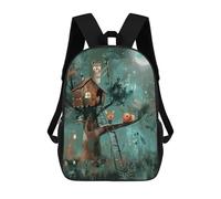 Treehouse Dreams - Forest Magic at Night Mochilas Infantiles Impresas En 3D, Mochilas De Moda Informales, Mochilas De Viaje Bonitas, Mochilas Informales Para Exteriores Para Niños Y Niñas 17inch