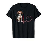 Treeing Walker Coonhound Dog Heartbeat ECG Funny Dogs Lover Camiseta gráfica económica, Hombre, Negro, M