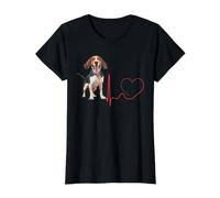 Treeing Walker Coonhound Dog Heartbeat ECG Funny Dogs Lover Camiseta gráfica económica, Mujer, Negro, S