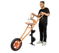 Treeisland Broca de tierra de gasolina de 63 cc, 2 tiempos, con carretilla, para granjas y jardines