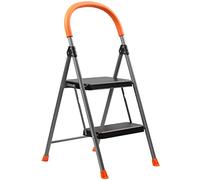 TreeLen Escalera de 2 peldaños, Taburete metálico Plegable para Adultos, Escalera portátil de Acero para Uso intensivo, peldaños Anchos Antideslizantes, Ligera y Resistente