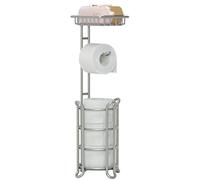 TreeLen Portarrollos de Papel higiénico Independiente con Estante Adicional, Almacenamiento para Mega Rollos/teléfono/toallitas húmedas, Color Gris Plateado