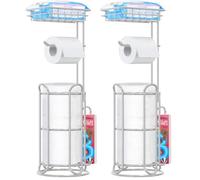 TreeLen Portarrollos de Papel higiénico Independiente con Estante Adicional, Color Plateado (Paquete de 2)