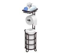 TreeLen Portarrollos de Papel higiénico Independiente con Estante para Almacenamiento en baño, sostiene Rollos Grandes de Reserva, Color Bronce