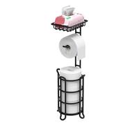 TreeLen Portarrollos de Papel higiénico TreeLen Independiente con Estante, Soporte con Almacenamiento para Rollos de Reserva Grandes, Organizador de baño, Color Negro