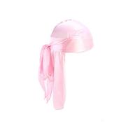 Treer 1 Piezas de Durag Bandana Seda, Mujer de Sedoso Gorra de Pirata Casquillo Color Sólido Musulmanas Turbante Suave Unisex para con Cola Larga para 360 Ondas (rosado,Talla única)