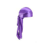 Treer 1 Piezas de Durag Bandana Seda, Mujer de Sedoso Gorra de Pirata Casquillo Color Sólido Musulmanas Turbante Suave Unisex para con Cola Larga para 360 Ondas (violeta,Talla única)