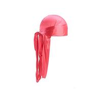 Treer 1 Piezas de Durag Bandana Seda, Mujer de Sedoso Gorra de Pirata Casquillo Color Sólido Musulmanas Turbante Suave Unisex para con Cola Larga para 360 Ondas (melon rojo,Talla única)