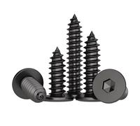 Treer 100-pcs Black Hex socket head Self tapping screws sets Φ4 mm,Wood Self-Tapping Screws M4 Sheet Metal Screws made of Stainless steel 304,Plasterboard Screws (M4 x 16,Ulra flat)