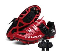 Treer 2026 Zapatillas Ciclismo Montaña, Zapatos Bicicleta Montaña Hombre Mujer, Zapatillas de Ciclismo Verano Ligeros Calzado Bicicleta con SPD 4 Hoyos Tacos | 36-47 EU (Rojo,45)