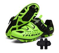 Treer 2026 Zapatillas Ciclismo Montaña, Zapatos Bicicleta Montaña Hombre Mujer, Zapatillas de Ciclismo Verano Ligeros Calzado Bicicleta con SPD 4 Hoyos Tacos | 36-47 EU (Verde,44)
