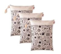 Treer 3 Piezas Bolsa de Pañales Bebés Estampada Grande Impermeable Reutilizable con Doble Cremallera, Colgante para Carro de Bebé, Neceser Viaje, Almacenamiento de Bañador (Beige,30x40cm)