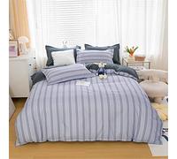 Treer 3 Piezas Funda Nordica para Funda Edredon y 2 x Fundas de Almohada de 50x75 cm Suave Juego de Ropa de Cama Fundas Nórdicas Microfibra (150x200cm,Rayas Verticales)