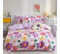 Treer 3 Piezas Funda Nordica para Funda Edredon y 2 x Fundas de Almohada de 50x75 cm Suave Juego de Ropa de Cama Fundas Nórdicas Microfibra (180x220cm,Flor Purpura)