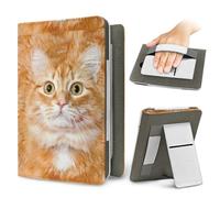 Treer 3D Animal 6.8-7” Funda Universal para E-Reader, Funda Kindle Paperwhite, Compatible con Kindle Colorsoft, Reposo/Despertar Automático, Cierre Magnético (Gato Naranja,7”)