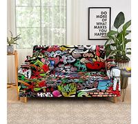 Treer 3D Funda Elástica de Sofá Universal, 1/2/3/4 Asientos Fundas Protectora para Sofa, contra Polvo Extraíbles y Lavables Moderno Cubre Sofa Proteger (Graffiti de Color 7,4 Asientos: 230-300cm)