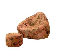 Treer 3D Funda Puff Pera Salon sin Relleno, Adulto Cojín Puff Pera Bean Bag con Reposapies Bolsa de Frijol con Cremallera para Interior, Exterior, Oficina, Salón (Pintura al óleo 7,90x100+20x30cm)