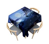 Treer 3D Loba Impresión Mantel Antimanchas, Mantel Lavable Efecto Loto Manteles de Mesa,Cuadrada Poliéster Manteles para Decoración Hogar Cocina Comedor Jardín (90x90cm,Lobo)