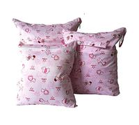 Treer 3PCS Bolsa de Pañales Bebés Reutilizable, Hermoso Impermeable Lavable Bolsa con Cremallera, Wetbag Portátil Organizador de Colgar para Carro de Bebé, Viaje (rosado)