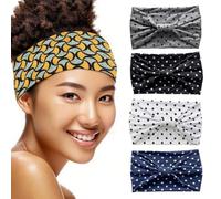 Treer 4 Piezas Cinta Pelo Mujer Ancha, Diadema Mujer Maquillaje y Skincare Cinta Pelo Bonitas Elásticas Suave Turbantes para Deporte Fitness Running Playa Buceo (Tie-Dye,24x15cm)