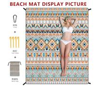 Treer Alfombras de Playa, Esterilla Extra Grande Manta Playa Exterior Manta de Pícnic con Estaca Fijo y Mosquetón para Senderismo, Acampa (Triángulo Azul,180x220CM)