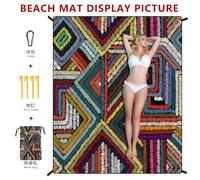 Treer Alfombras de Playa, Esterilla Extra Grande Manta Playa Exterior Manta de Pícnic con Estaca Fijo y Mosquetón para Senderismo, Acampa (Tejido,180x220CM)
