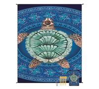 Treer Alfombras de Playa, Esterilla Extra Grande Manta Playa Exterior Manta de Pícnic con Estaca Fijo y Mosquetón para Senderismo, Acampa (Tortuga Marina,180x220CM)