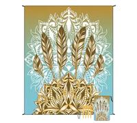 Treer Alfombras de Playa, Esterilla Extra Grande Manta Playa Exterior Manta de Pícnic con Estaca Fijo y Mosquetón para Senderismo, Acampa (Champán,180x220CM)