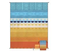 Treer Alfombras de Playa, Esterilla Extra Grande Manta Playa Exterior Manta de Pícnic con Estaca Fijo y Mosquetón para Senderismo, Acampa (Azul Anaranjado,180x220CM)