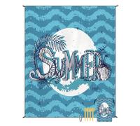 Treer Alfombras de Playa, Esterilla Extra Grande Manta Playa Exterior Manta de Pícnic con Estaca Fijo y Mosquetón para Senderismo, Acampa (Olas Azules,180x220CM)