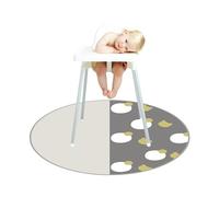 Treer Alfombrilla para Trona Bebe, Alfombra de Juego Redondo para Niños Plegable/Protector de Piso, Diámetro 130cm Alfombras Antideslizante Impermeable Reutilizable (Estilo de dibujos animados)
