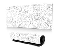 Treer Alfombrilla Ratón, Alfombrilla Ratón XXL/XL/L, Alfombrilla Gaming con Bordes Cosidos y Base Goma Antideslizante, Mouse Pad Estilo Simple, para hogar y Oficina (900x400mm,lineas Blancas)