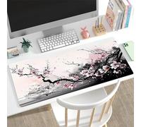Treer Alfombrilla Ratón Duradero Suave, Alfombrilla Ratón XXL/XL/L, Alfombrilla Gaming 3D, Mouse Pad con Bordes Cosidos y Base Goma Antideslizante, para Hogar y Oficina (800x300mm,Sakura)