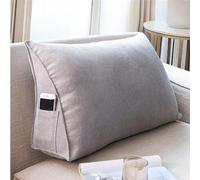Treer Almohada Triangular Grande con Cuña Triangular para Respaldo, Color Almohada de Lectura de Cabecera Cojín de Apoyo Lumbar Cojín de Posicionamiento para Sofá Cama (90 * 35 * 20cm,Gris)