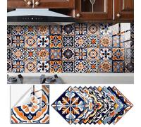 Treer Azulejos Adhesivos Cocina 20 Piezas Estilo Marroquí Baldosas Adhesivas Pared, Impermeable PVC Pared Cocina Azulejos Baño, Revestimiento Decorativos Pegatinas (Azul marino,30x30cm)