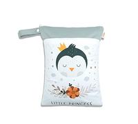 Treer Bolsa de Pañales para Bebes Impermeable Lavable Dobles Cremallera Reutilizable Mamá Lindo Patrón Animal Bolsa de Pañales para Cochecito, Organizador Colgante Portátil (Pingüino)