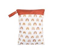 Treer Bolsa de Pañales para Bebes Impermeable Lavable Patrón de Arcoiris Dobles Cremallera Reutilizable Mamá Bolsa de Pañales para Cochecito, Organizador Colgante Portátil (Rojo)