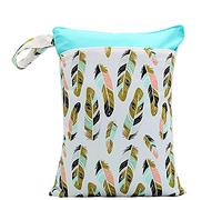 Treer Bolsa de Pañales Portátil Impermeable Reutilizable Lavable Lindo Bolsa para Cochecito Colgando, Cremallera Organizadora Bolsa para Niños/Bebé/Maternidad/Mamá (Pluma)