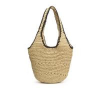 Treer Bolso de Playa para Mujer Grande | Bolso de Paja Mimbre Tejido con Cremallera para Vacaciones de Verano, Capazo Portaviones de Gran Capacidad