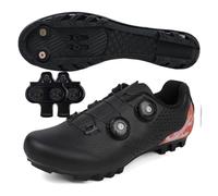 Treer Chaussure VTT Hommes Chaussures Velo 36-47 EU Chaussures de Cyclisme Homme et Femmes VTT Velo Avec Crampons Antidérapants Semelle Dure (Negro,45)