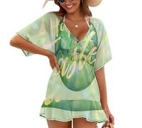 Treer Chiffon Copricostume da Bagno Donna Mare Scollo a V Bikini Cover Up Vestiti Donna Estate Abito da Spiaggia Interi Beachwear Spiaggia da Mare per Piscina Beach (Huevo de Pascua 2,XL)