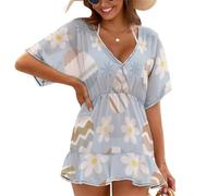 Treer Chiffon Copricostume da Bagno Donna Mare Scollo a V Bikini Cover Up Vestiti Donna Estate Abito da Spiaggia Interi Beachwear Spiaggia da Mare per Piscina Beach (Huevo de Pascua 9,S)