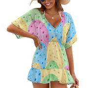 Treer Chiffon Copricostume da Bagno Donna Mare Scollo a V Bikini Cover Up Vestiti Donna Estate Abito da Spiaggia Interi Beachwear Spiaggia da Mare per Piscina Beach (Huevo de Pascua 3,XXL)